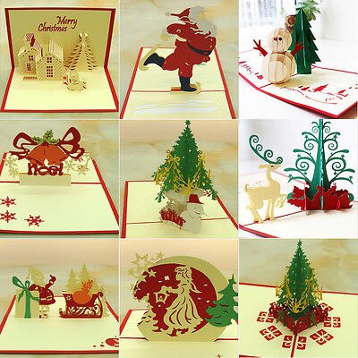 3D Stereoscopic Pop Up Greeting Card Handmade Happy Birthday Party Merry Christmas Card