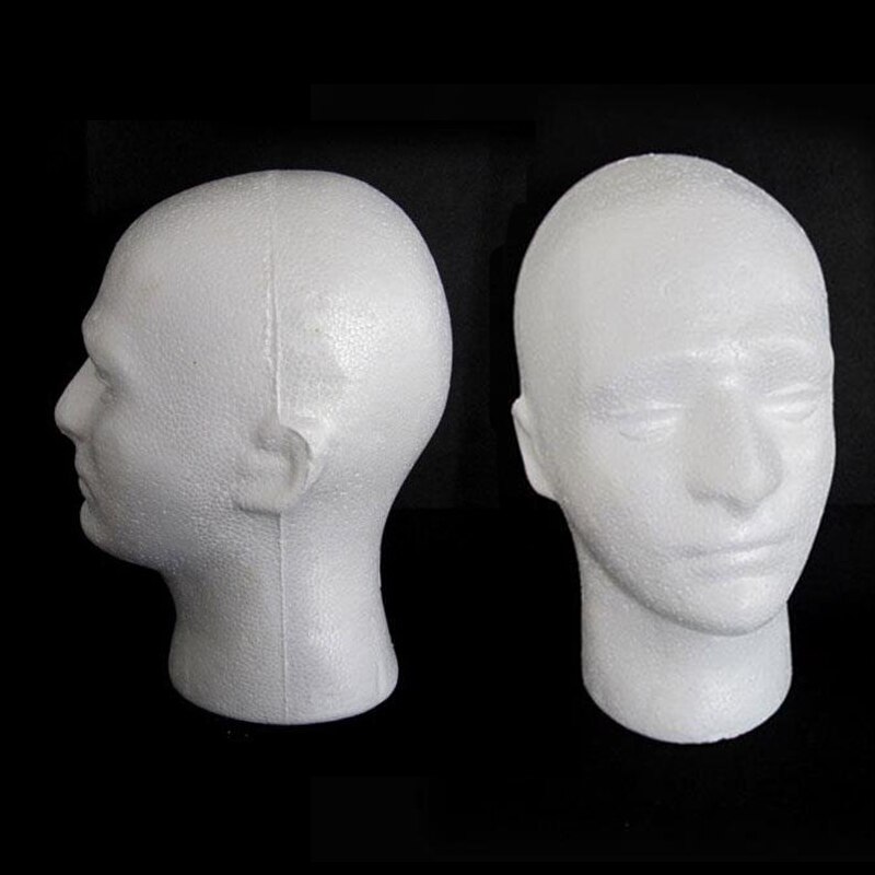 54cm mannequin skum hvit isopor styrofoam dukke trening hode lue headset modell parykk briller hatt display stativ rack