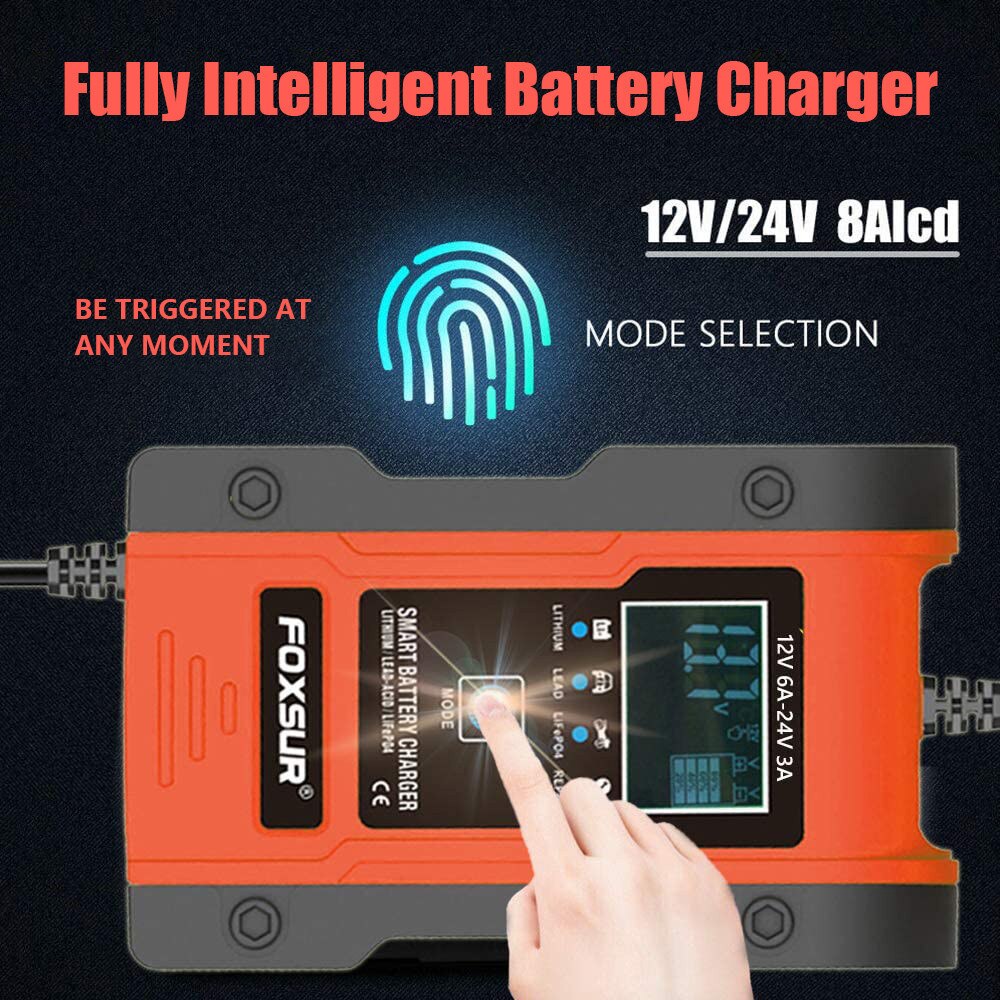 Newest Model 12V-24V Full Automatic Car Battery Charger Portable Power Pulse Repair Chargers LCD Display Energy Save
