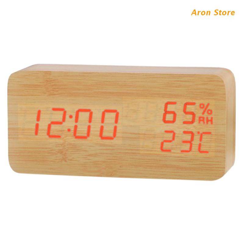Multifunction Alarm Clock in Wood Digital Alarm Clock Prevent Being Late and Sleeping Home Decoration: Green