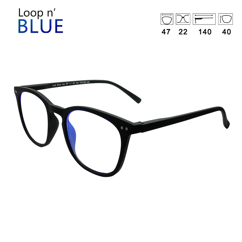 LOOP'N BLUE Precision reading glasses Retro Style Round reading glasses Men women reading glasses Anti-blue light: +250 / Black