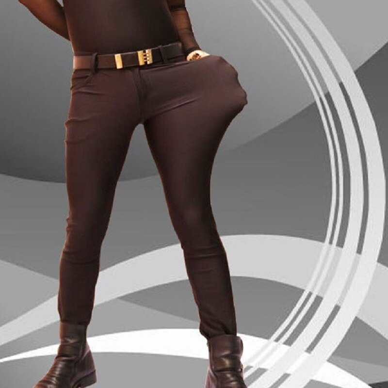 Plus Größe Herren Mercerisierter Spandex High-Stretch Leggings Club Dünne Stiefel Hosen Engen Bein Hose Fad Schlanke Form Bleistift hosen
