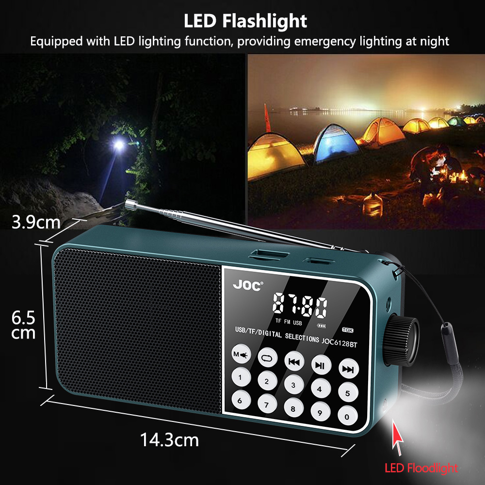 Kannettava fm-radio ladattava bluetooth-kaiutin usb tf  mp3 -soitin led-valaistuksella 3.5mm kuulokeliitäntää ulkokäyttöön tarkoitettu fm-radiovastaanotin