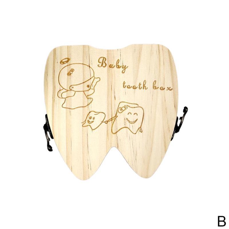 Baby Tooth Box Small Cute Wooden Milk Teeth Souvenir Kids Memorial Case Tooth Storage Birthday Growth Children' S5Z2: B