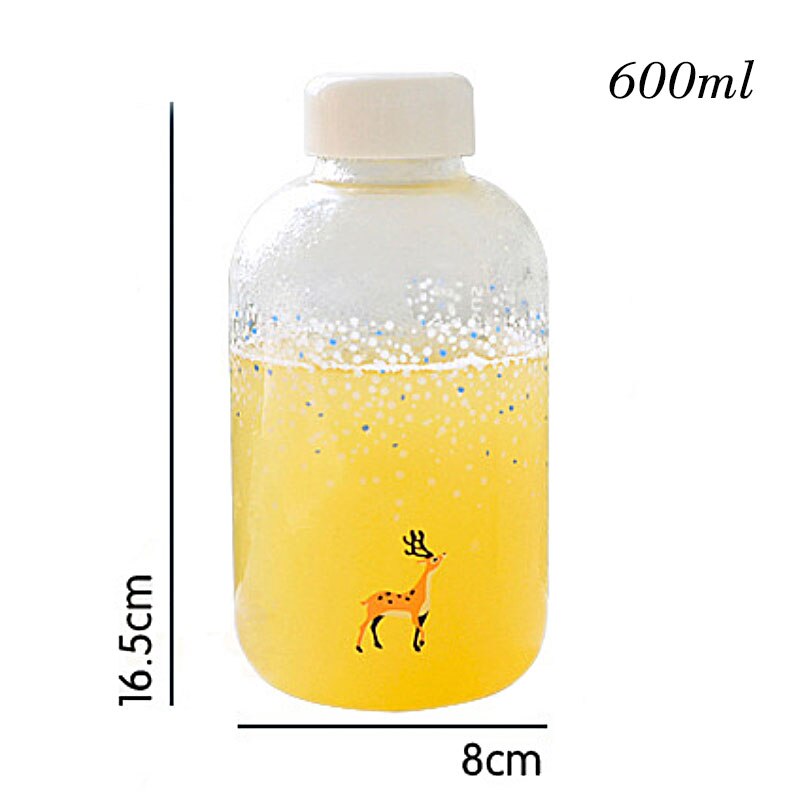 Botella de agua de cristal hecha a mano con patrón de animales, con nieve fresca, con bolsa de almacenamiento, SH174-112 de botella de cristal