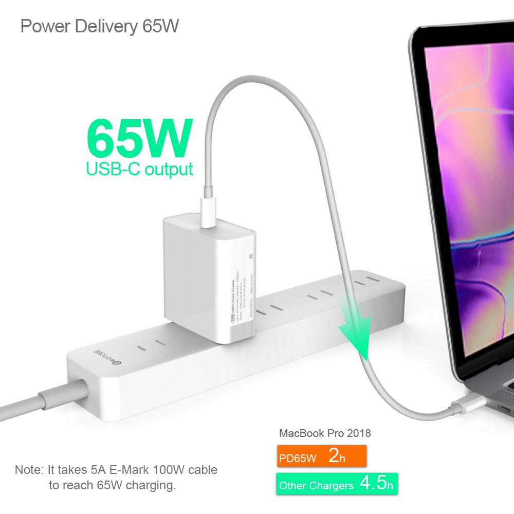 USB Power 3.0 65W 87W USB-C Power Adapter For USB-C Laptops MacBook iphone SE 11 iPad Pro Galaxy S10 P30