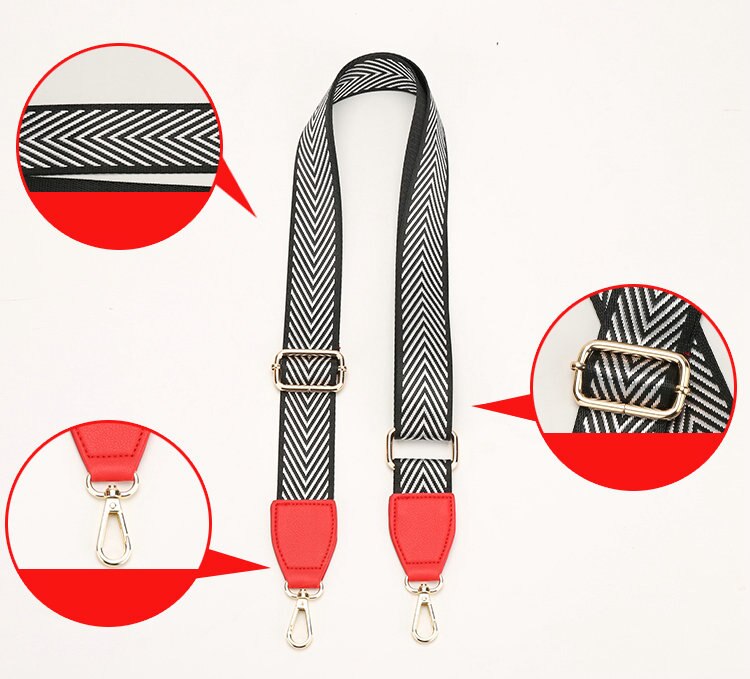 3.8cm zwarte witte strepen nylon katoenen stoffen tas riem diy enkele schoudertas riem handvat 88 ~ 140cm verstelbaar