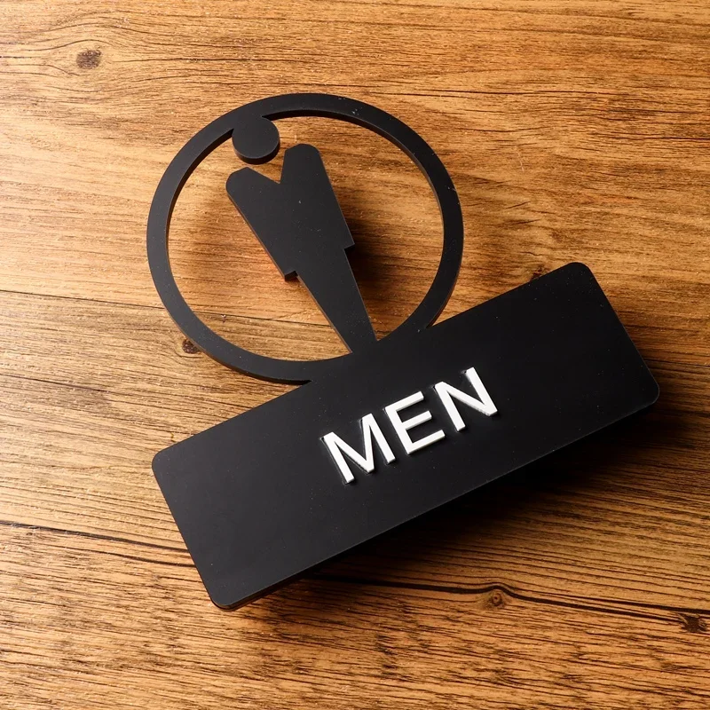 Señalización de baño para hombres y mujeres, señal de recordatorio ahuecada de acrílico, pegatina para puerta corredera de Hotel: 40 x 30 cm / Verde manzana