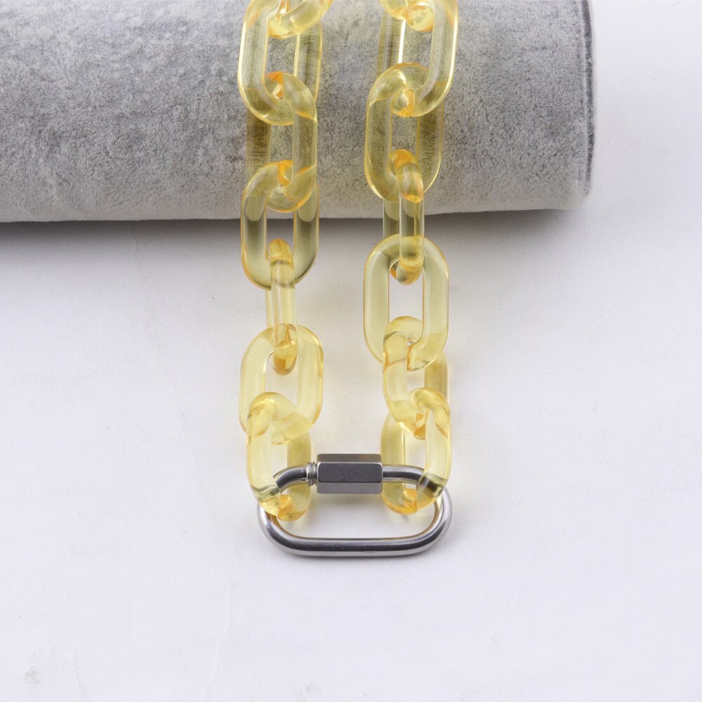 FishSheep-Collar transparente con hebilla para hombre y mujer, cadena, gargantilla, colgante acrílica de bloqueo, joyería Punk: light yellow