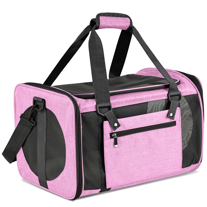 Draagbare Kat Zak Outdoor Reizen Opvouwbare Pet Carrier Koffer Voor Katten Crossbody Tas Vervoer Ademende Kat Draagtas: Pink / 43x28x28cm