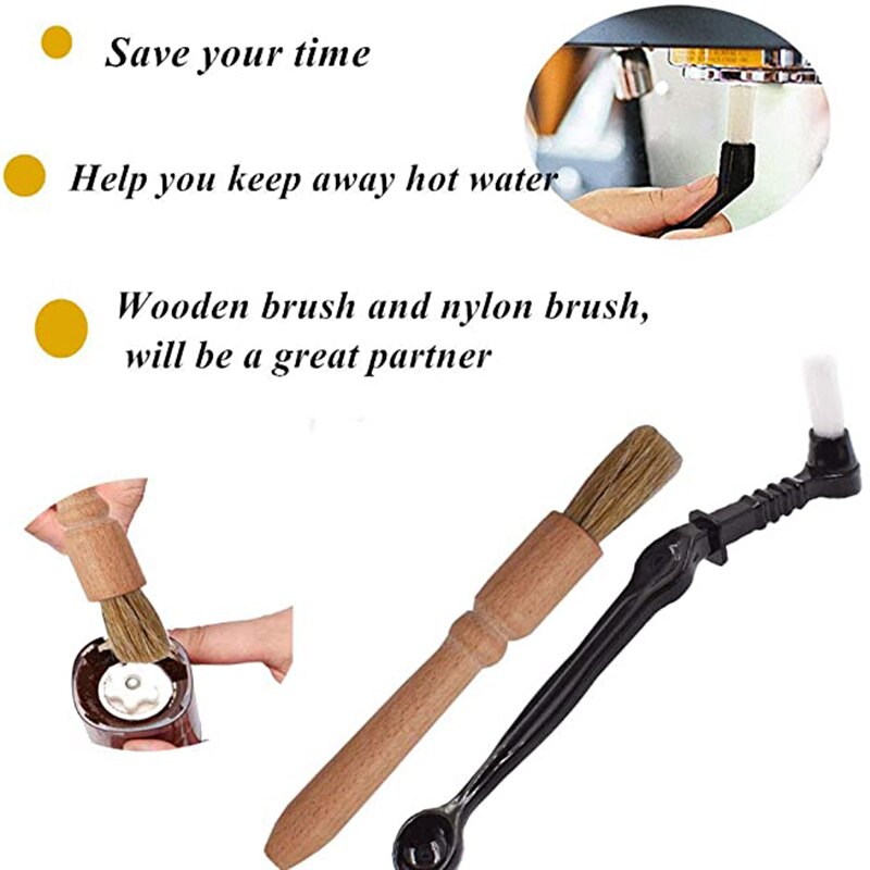 4 sztuk/zestaw szczotka robić kawy ekspres robić kawy szczotka robić czyszczenia drewniana szczotka robić czyszczenia nylonowa szczotka robić Espresso młynki robić kawy odkurzacz