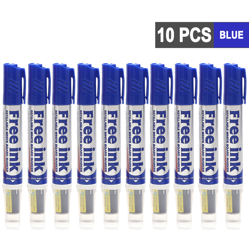 10 Stück löschbares Whiteboard-Marker-einstellen, Stift, trocken abwischbares Schild, 24 Stück Tinte, nachfüllbar, Büro, Schulbedarf, Studentengeschenk: Grün