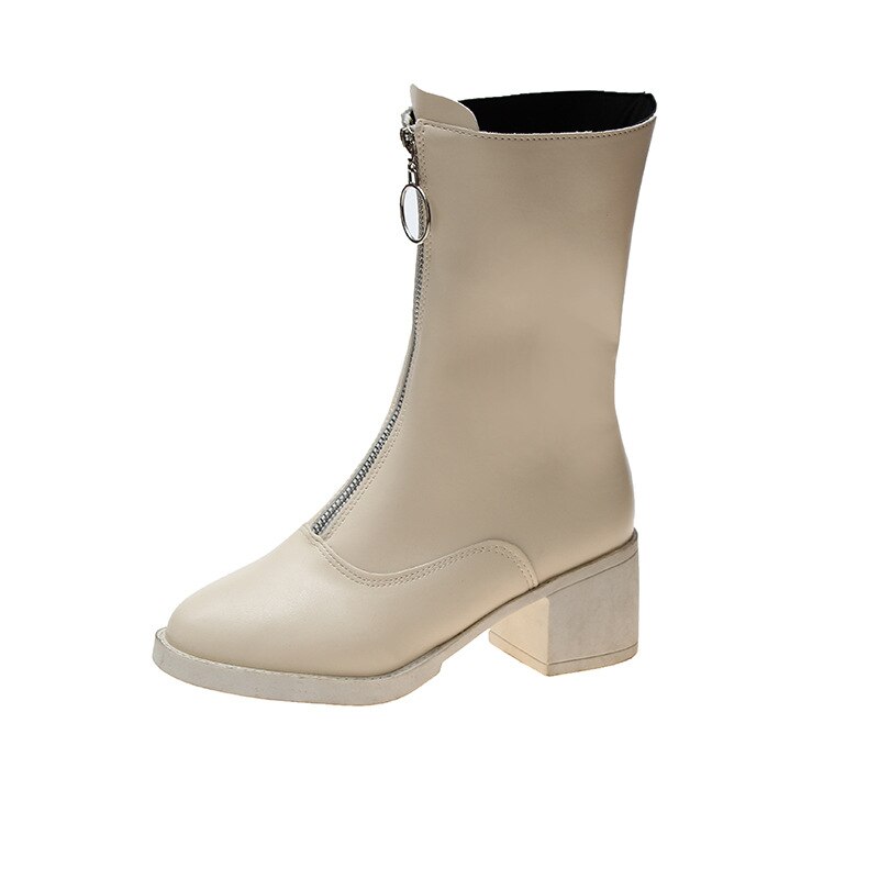 Laarzen dames herfst rits voor laarzen in de buis wild ins tij britse wind ruw met martin laarzen: Beige / 39