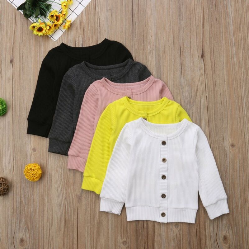 Baby Truien Peuter Kids Baby Meisjes Outfit Kleding Knop Gebreide Trui Vest Jas Tops verzonden