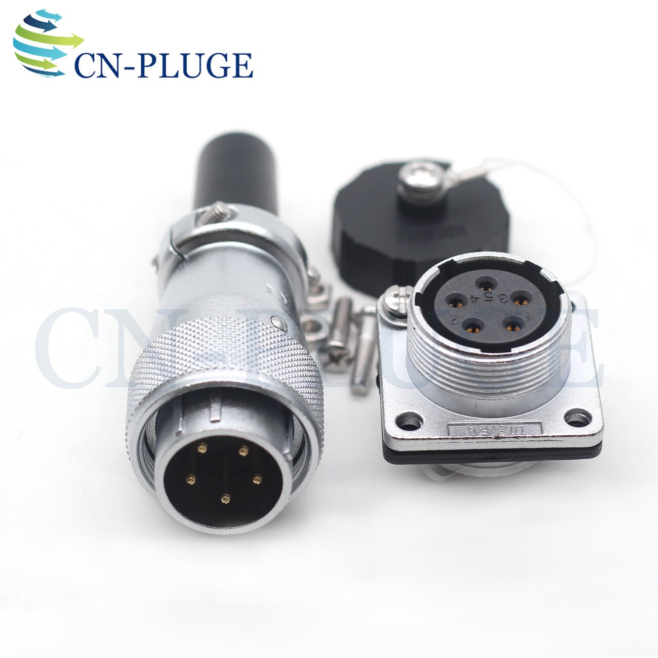 WEIPU WS20 serie, 2, 3, 4, 5, 6, 7, 9, 12 pin impermeable conector cuadrado conector de montura de Panel Industrial de macho y hembra IP67: 5pin