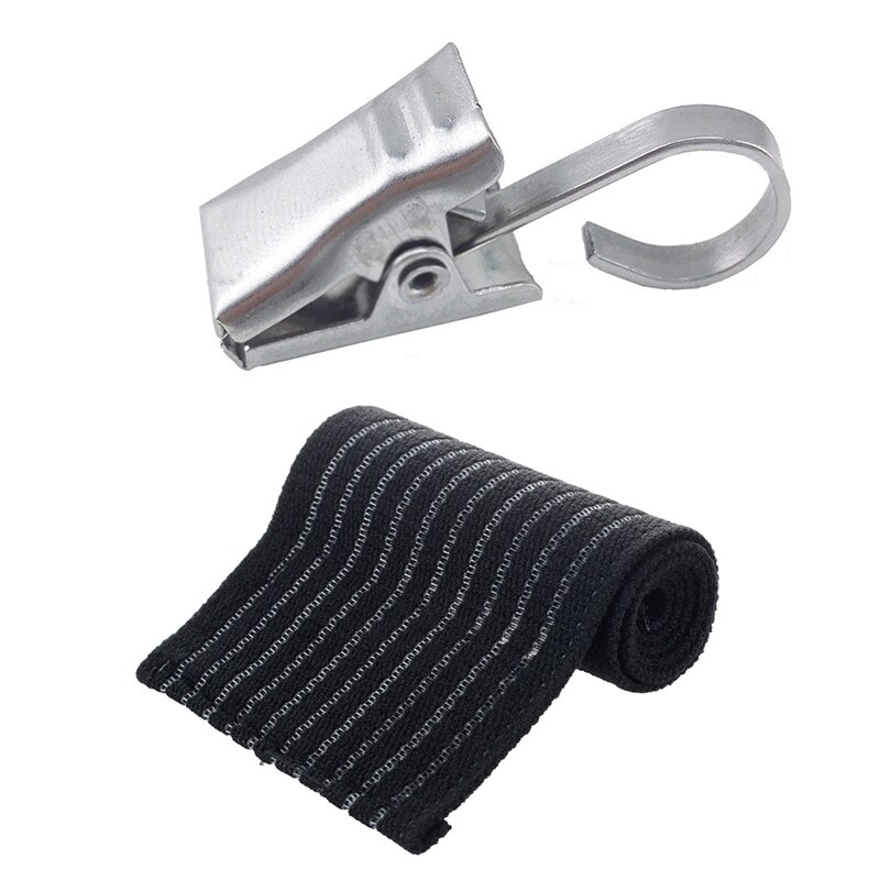 1x elastische polsondersteunende bandages, compressie, zwart & 100- pack roestvrijstalen, robuuste douchegordijnclip met haaksluiting
