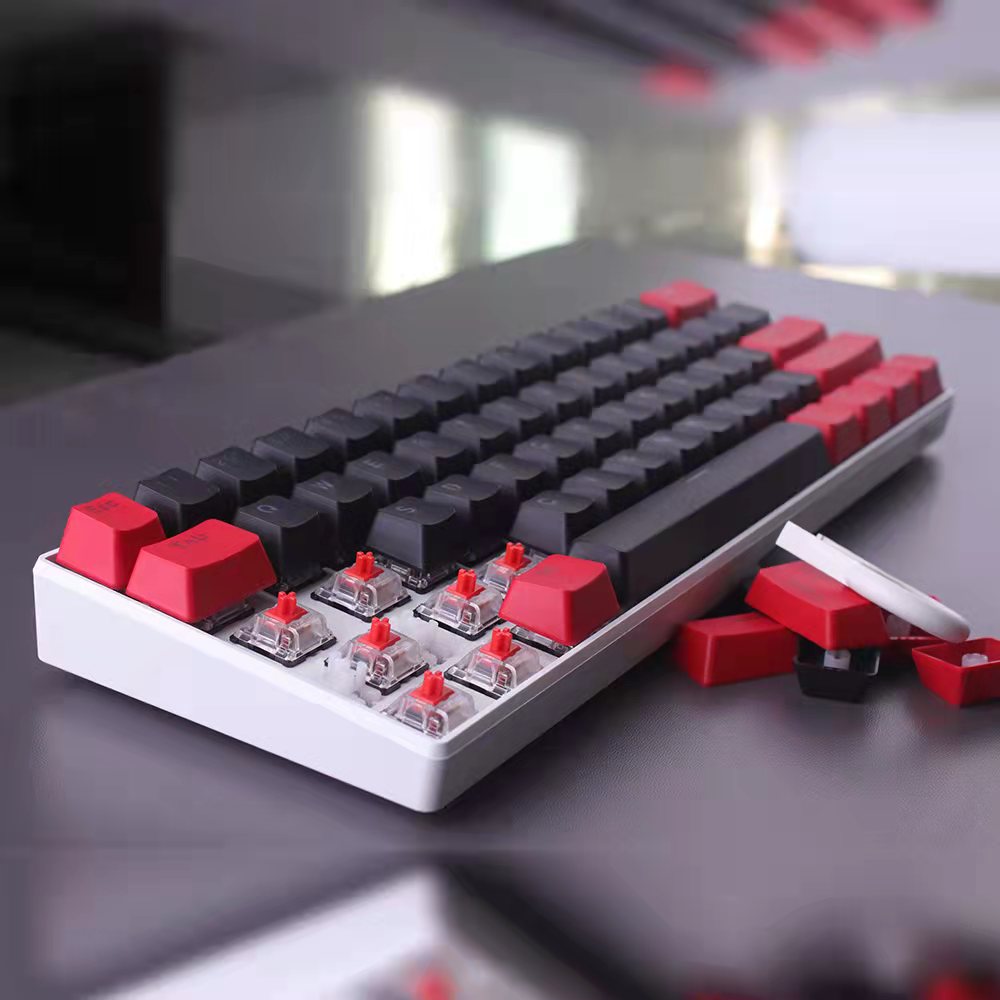 61 key PBT Keycap Red and black Double Color Backlight Keycaps Universal Column For Ikbc Cherry MX Annie Mechanical Keyboard
