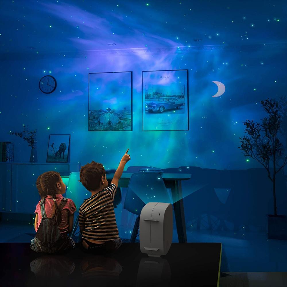 Bluetooth stjernehimmel projektor led nat lys projektor galakse tåge hav musik højttaler kontrol stjerne projektor måne nat lampe