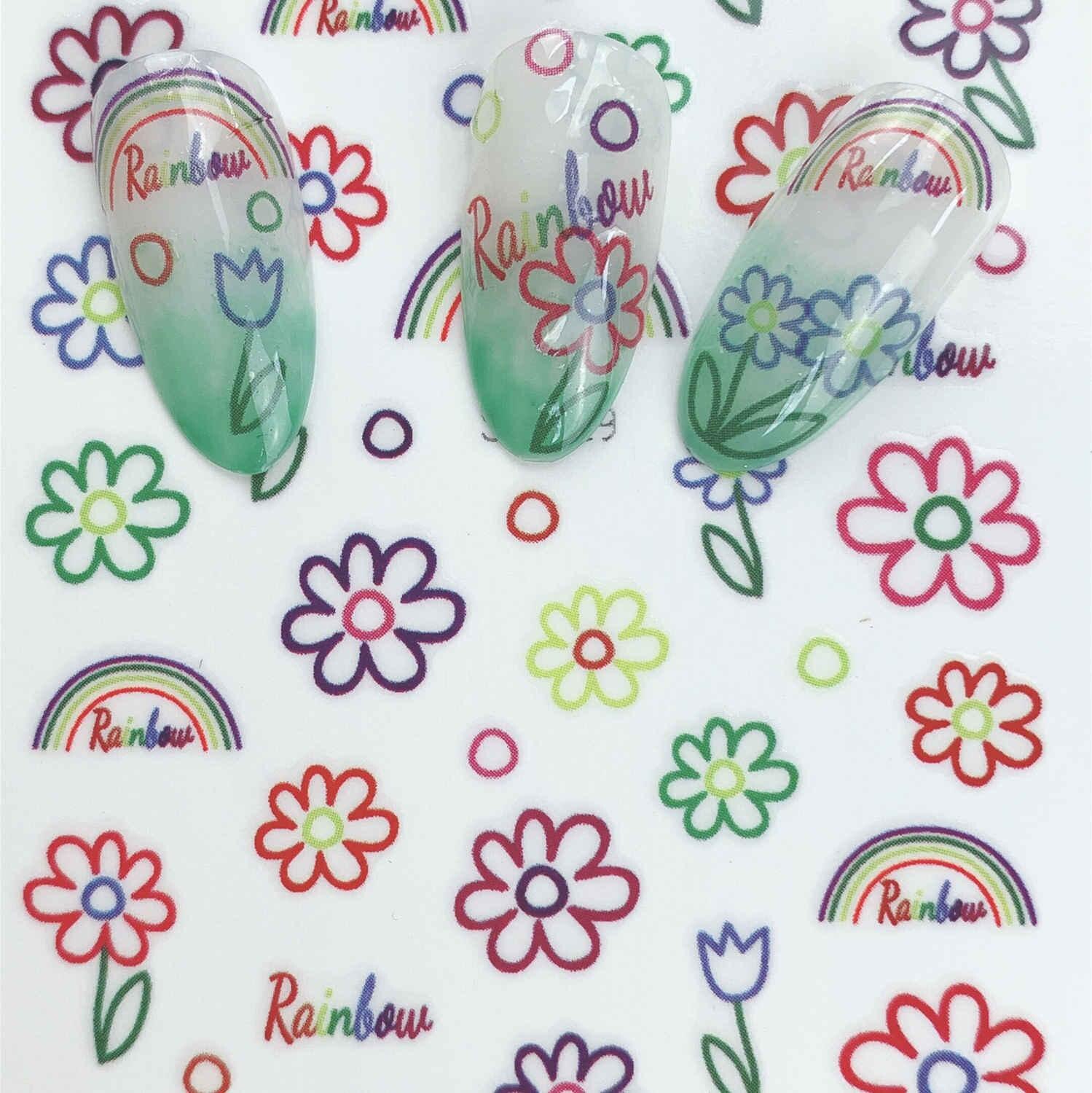 1 stuk zelfklevende nagelstickers uit de hyuna-serie met eipatroon, nageltips, 3d manicurestickers, nageldecoratietools in regenboogkleuren.: Sk -029
