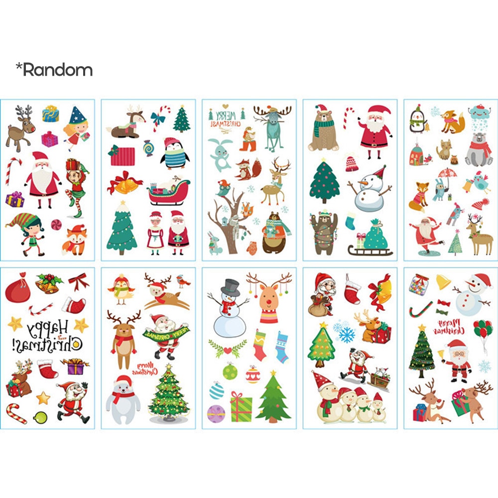1 vel Body Decoratieve Label Vrolijk Kerstfeest Kerstman Patroon T-attoo Stickers voor Party