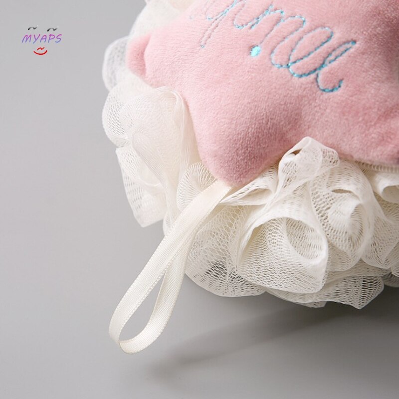 Cartoon Pink Plush Star Bath Ball Sponge Shower Mesh Pouf Body Scrubber Puff Bath Supplies