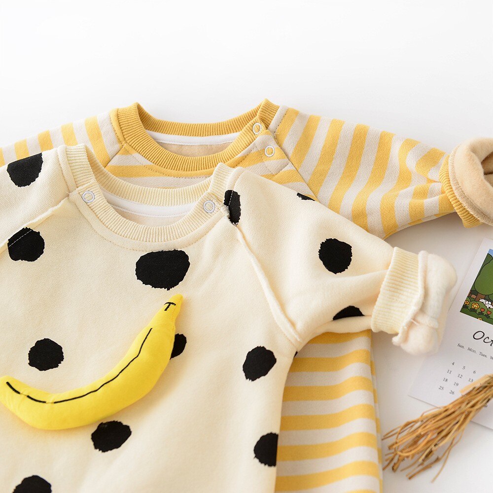 Herbst Baby Strampler Baby Punkt Banane Drucken Verdicken Langarm Kleinkind Gesamt freundlicher Jungen Und Mädchen Kleidung