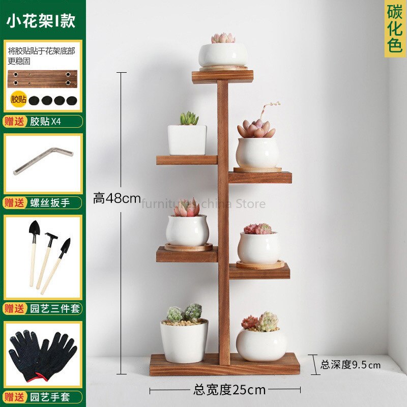 Multi-layer Solid Wood Desktop Flower Stand Indoor Small Flower Stand Green Flower Frame Decoration Living Room Window Pot Rack: H