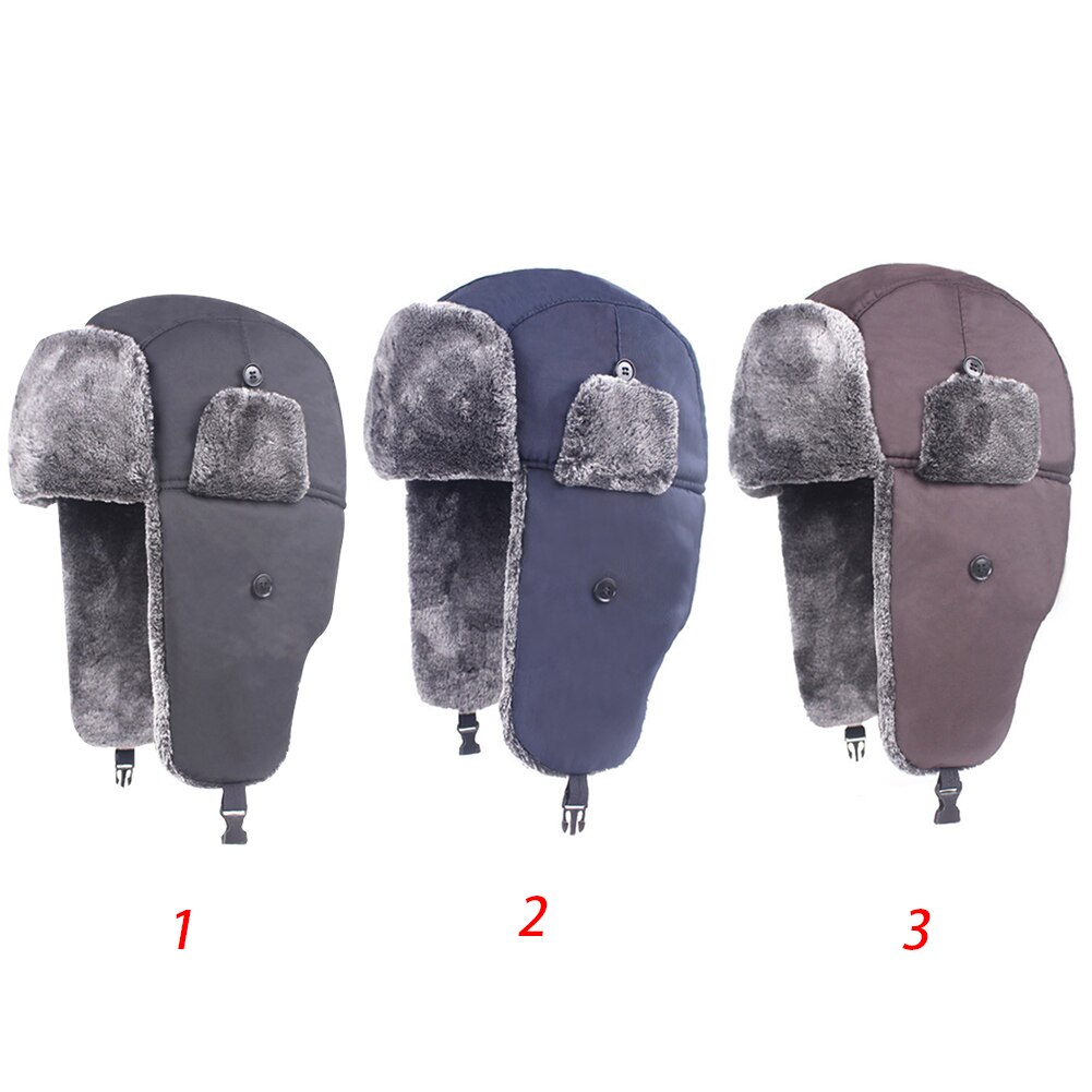 Unisex Simple Winter Ear Flap Caps Hat Waterproof Fur Lined Warm Windproof Trapper Hat Bomber Thicken