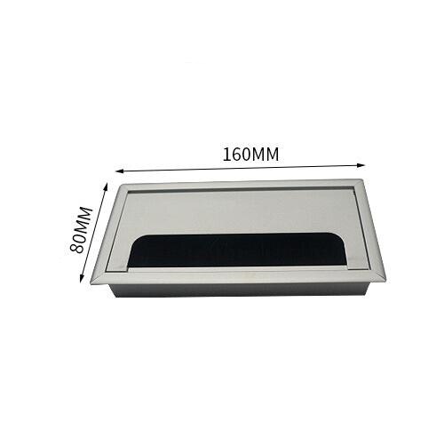 Square Metal Computer Desk Wire Hole Decorative Cover Desk Outlet Aluminum Alloy Embedded Socket Line Hole Cover Grommet Desk: 80x160mm