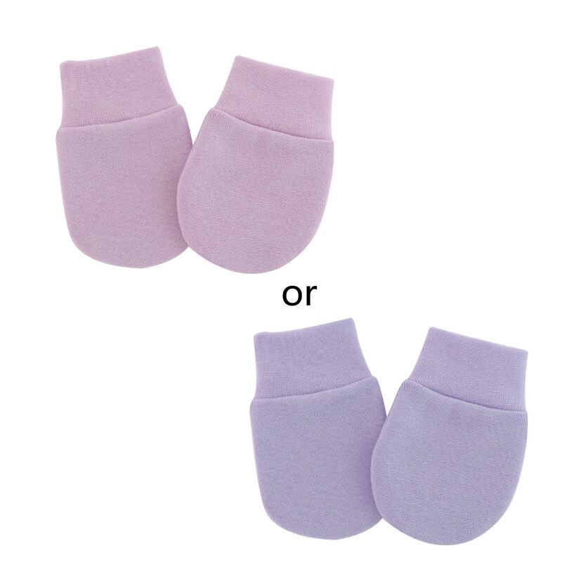 1 paar zachte katoenen handschoenen tegen krabben voor baby's, bescherming voor het gezicht en handbescherming voor baby's, benodigdheden: Paars
