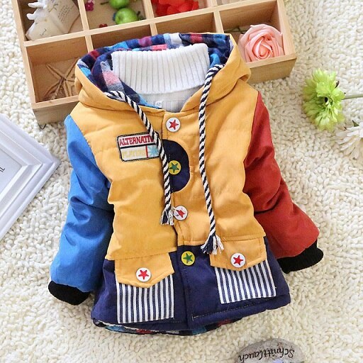 Kinderkleding patchwork jongens coole winter warme jas baby bovenkleding jassen truien jongens dons & parka's: 4-6 maanden / Geel