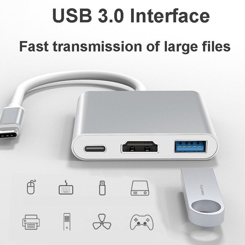 3 w 1 USB C HUB TYPE-C do HDMI Adapter TYPE C Przedłużacz USB 3.0 Konwerter HDMI Adapter do PC Laptop Macbook