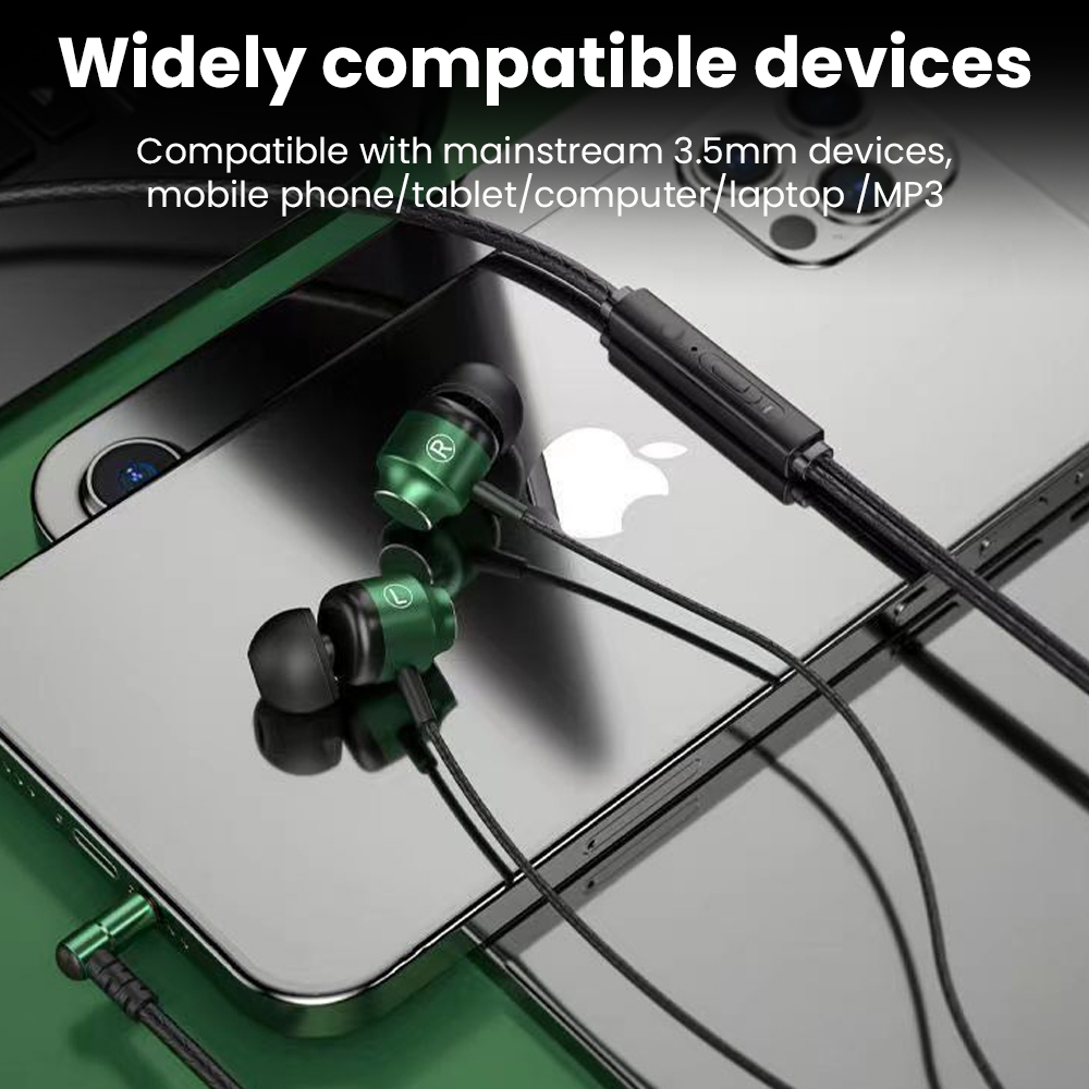 Magnetische kabelgebundene Kopfhörer aus Metall, 3,5 mm L-Buchse, HiFi-Stereo-Kopfhörer, Rauschunterdrückung, Gaming-Headset mit HD-Mikrofon für alle Smartphones