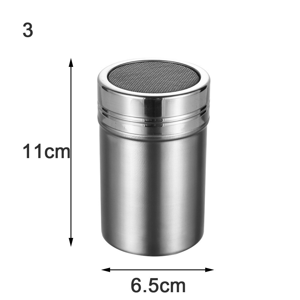 1PC Stainless Steel Chocolate Shaker Cocoa Flour Coffee Sifter Lid Shaker Cooking Tools Coffee Accessories Pastry Seasoning Box: 03