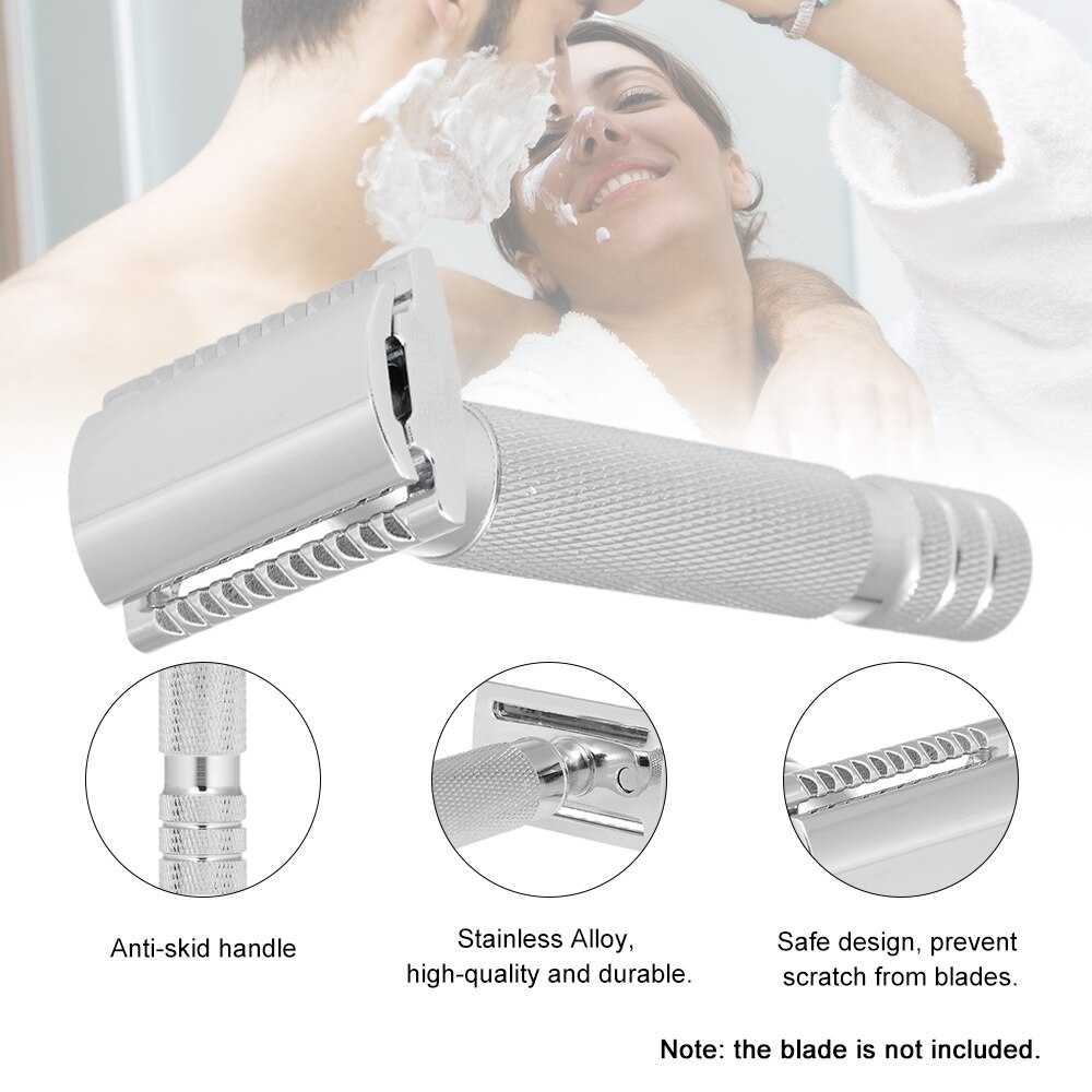 Shaving Razors Double Edge Handled Safety Traditional Wet Shaving Razor Stainless Alloy Chrome Plating Hair Removal Tools