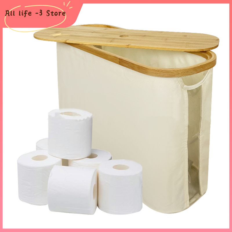 Large Capacity Toilet Paper Storage Basket Organizer With Lid Bathroom Toilet Paper Storage Organizer （hold 9 Rolls Of Paper）