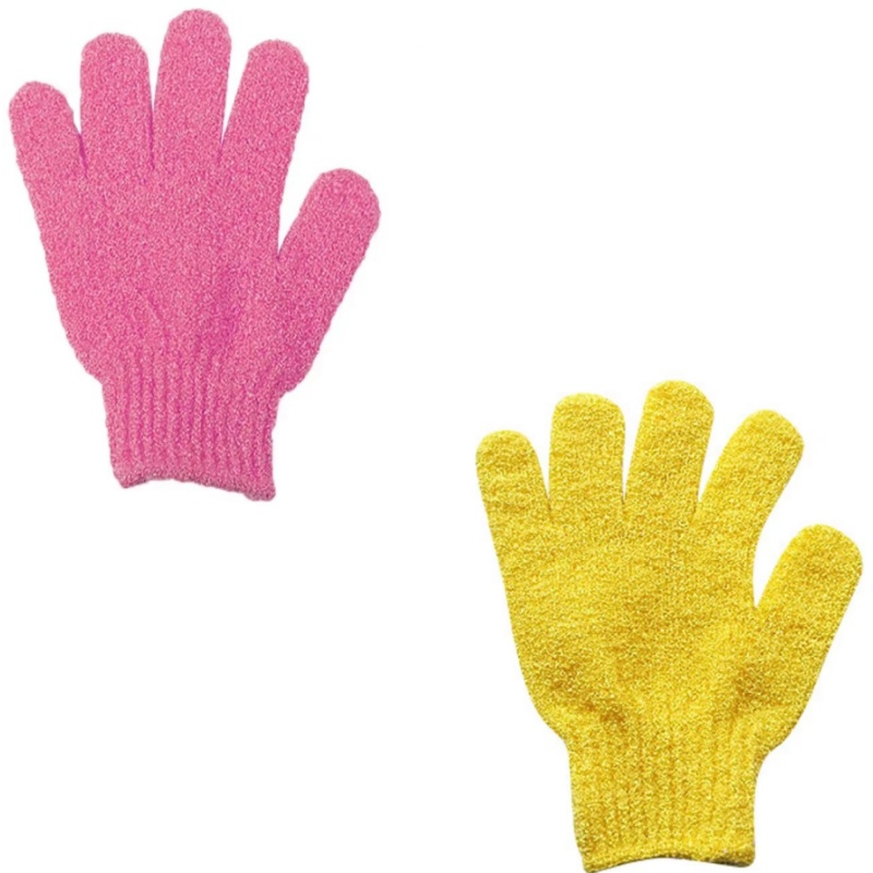 Guantes exfoliantes, esponja de baño para el cuerpo, eliminador de piel muerta, cepillo de ducha para baño, masajeador, exfoliante, baño mágico, 2 uds.: Beige