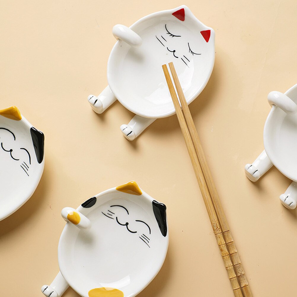 Cute Cartoon Ceramic Pot Lid Holder Kitchen Cutting Board Pan Cover Spatula Chopsticks Utensil Holder Spoon Rest Accessories