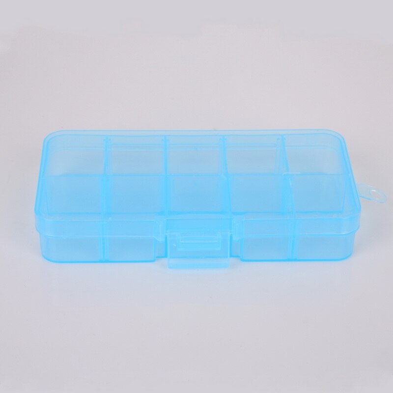 10/15/24 Slots Adjustable Plastic Storage Box Transparent Rectangle Case Organizer Boxes For Small Handmade Packing Jewelry: blue 10 lots