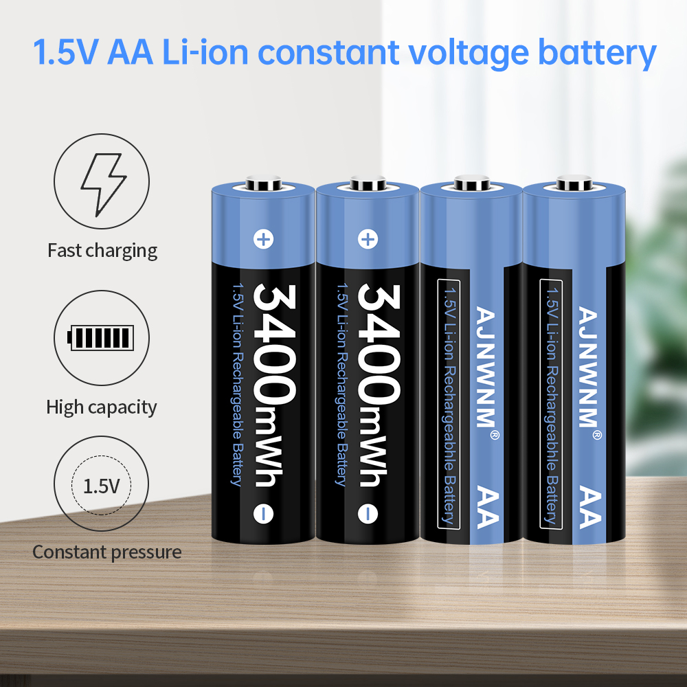 1.5v AA Lithium ion 3400mWh Rechargeable Battery aa Battery 1.5v Lithium ion Battery Rechargeable For Toy Remote Control Mouse