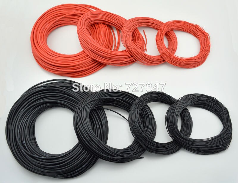 1 meter Rot + 1 meter Schwarz Silicon Draht 12AWG 14AWG 16AWG 18AWG 20AWG 22AWG 24AWG Heatproof Silikon Silica gel Draht Kabel
