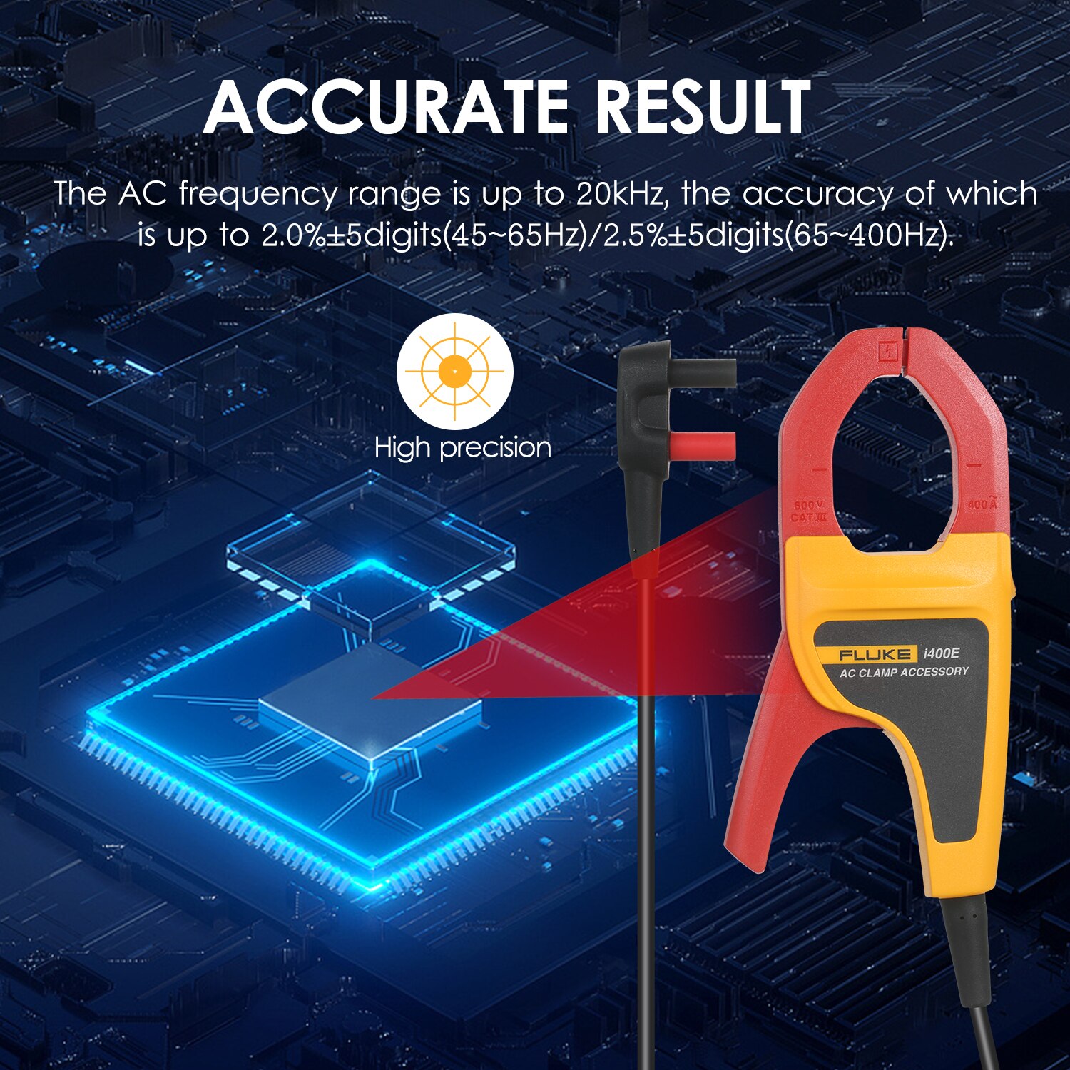 FLUKE i400E Clamp Meter AC Current Clamp Multimeter with Dual Banana Jack 1A~400A AC Current Range 5Hz~20kHz Bandwidth