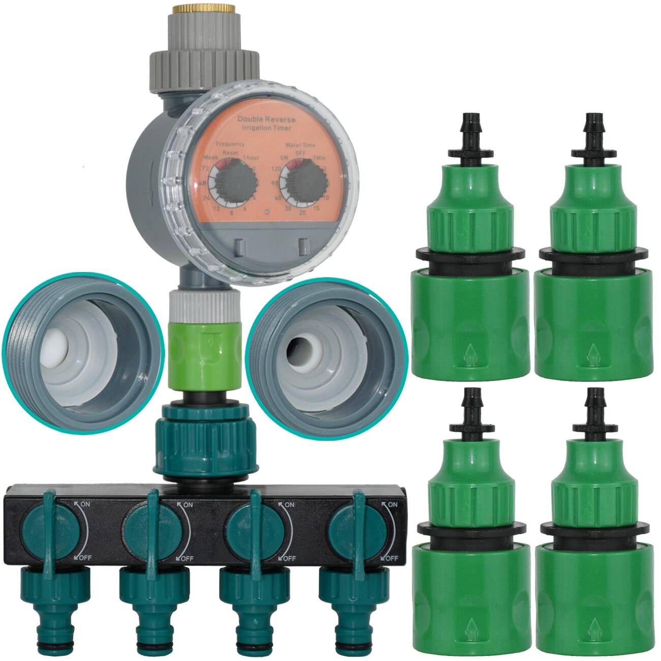 KESLA Garden Water Automatic Ball Valve Timer 2-Way 4-Way Watering Timer Garden Drip Irrigation Controller System Greenhouse