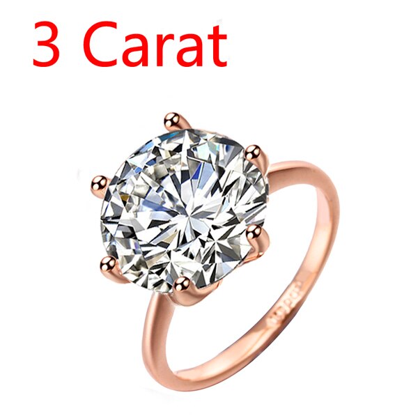 Moonrocy sølv cubic zirconia krystal løfte vielsesringe til kvinder 5 karat brud tilbehør smykker ringe: 10 / 3ct rosa guldfarve