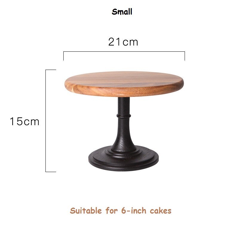 Wooden High Base Cake Plate Stand Dessert Plate Wedding Party Cake Dessert Plate Tray Wooden Dishes Wood Serving Tray Cake Cover: High plate small