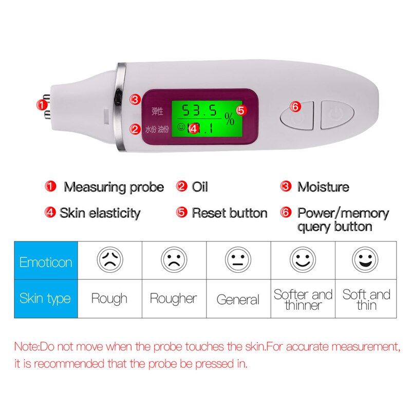 LCD Display Body Moisture Monitor Detector Face Skin Tester Moisture Water Oil Analyzer Skin Care Tester Fluorescer Detector