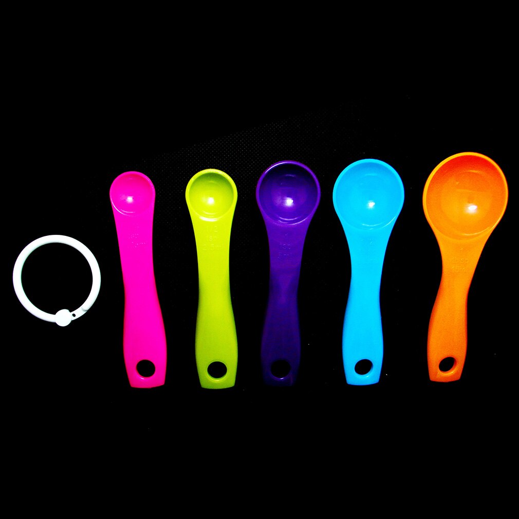 5 sztuk miarki kolorowe cukru ciastka pieczenia łyżki plastikowe miarka pieczenia łyżka pomiaru mleka w proszku naczynia kuchenne narzędzia