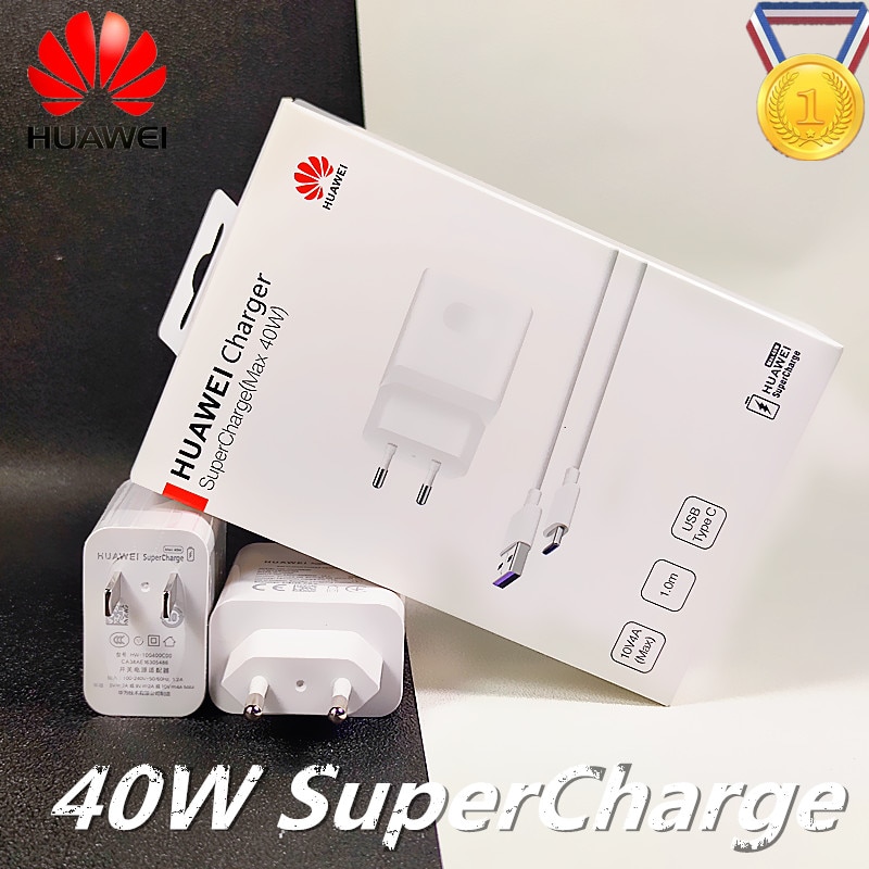 40W charger Original Huawei Super charge EU US 1M 1.5M 2M 5A Type C cable for P40 + PRO P30 P20 Mate 30 x 20 MAX Nova 4 5 5t