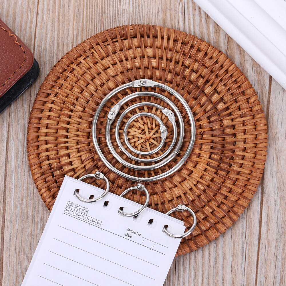 10PCS Silver Round Nicked Plated Metal Hinged Rings Loose Leaf Binder Hoop Rings Calendar Album Scrapbook Clips DIY Accessory