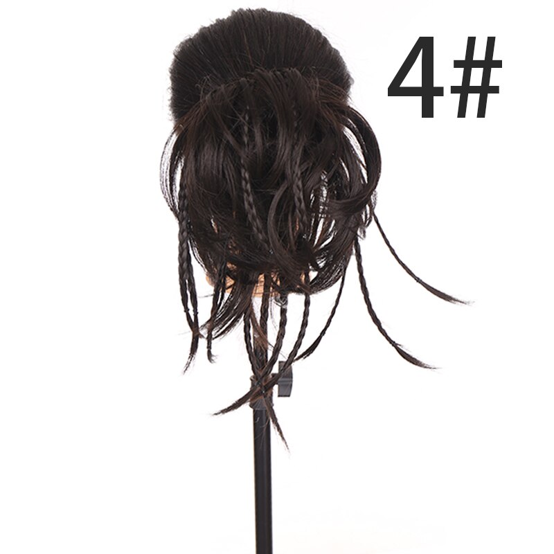 QUEENYANG-Peluca de fibra sintética, pelo rizado con banda trenzada, pelo liso, Color de belleza desordenado: 4